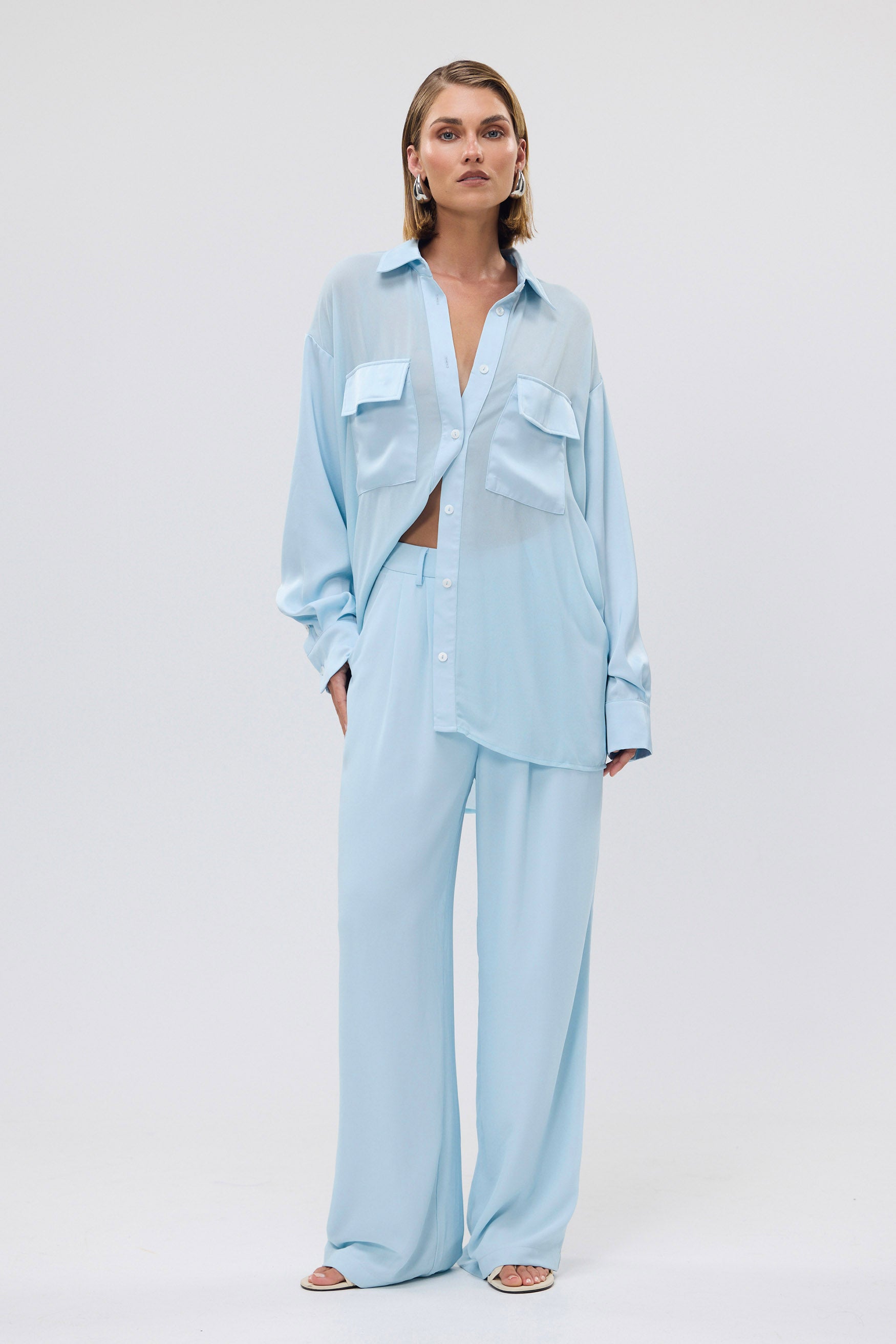 bubish Celeste Shirt Sky Blue SHEER SHIRT