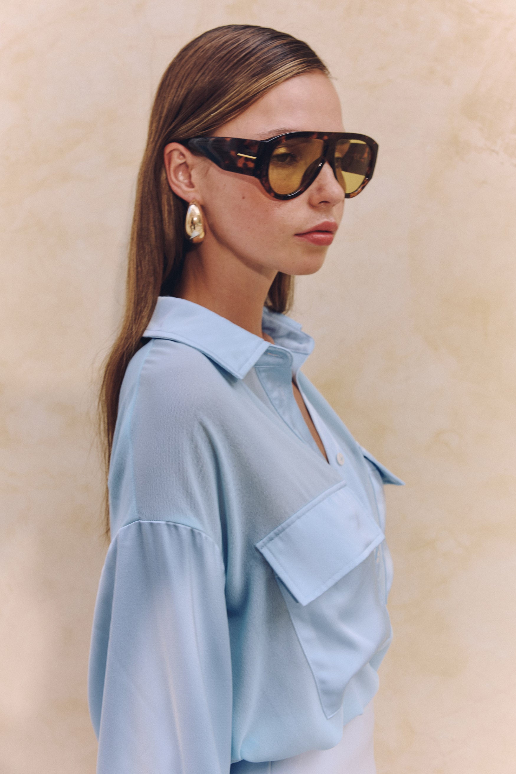 bubish Celeste Shirt Sky Blue SHEER SHIRT
