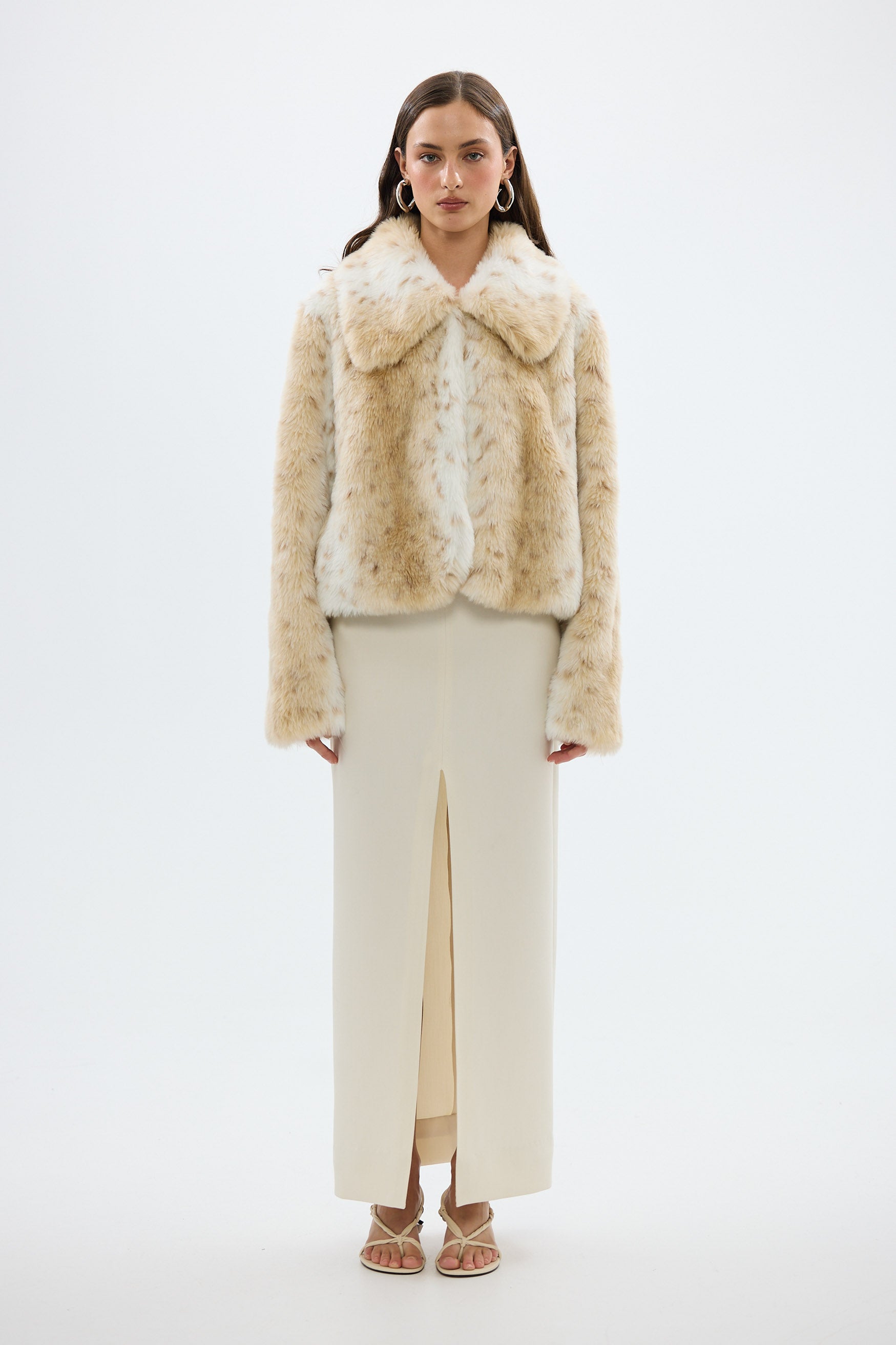 Chelsea Faux Fur Jacket Neutral FAUX FUR ANIMAL PRINT JACKET bubish