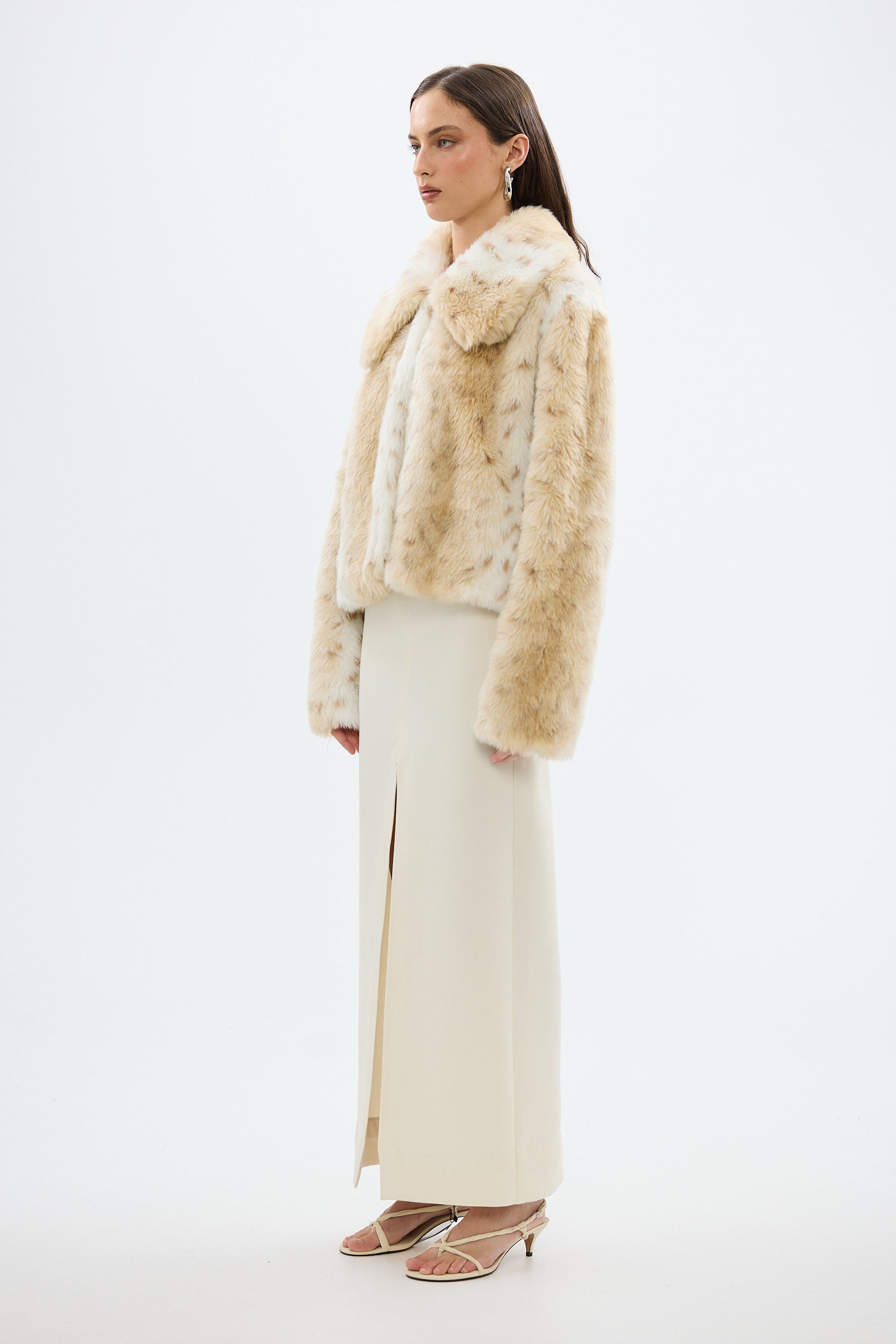 Chelsea Faux Fur Jacket Neutral FAUX FUR ANIMAL PRINT JACKET bubish