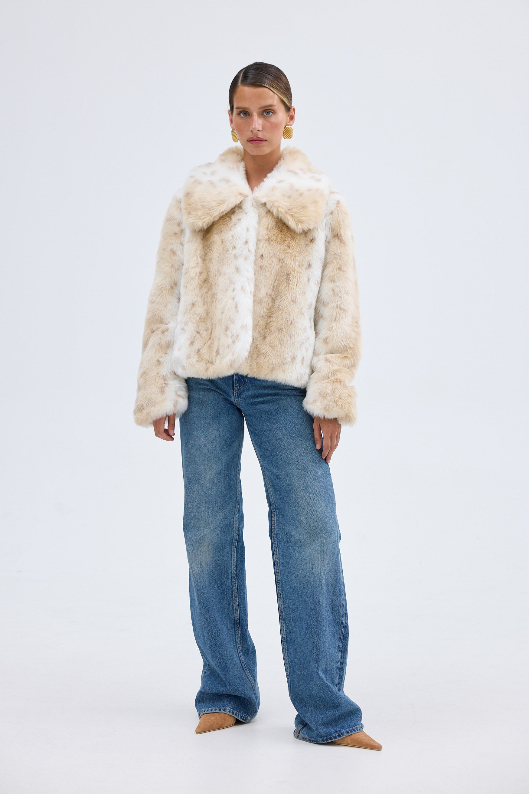 Chelsea Faux Fur Jacket Neutral FAUX FUR ANIMAL PRINT JACKET bubish