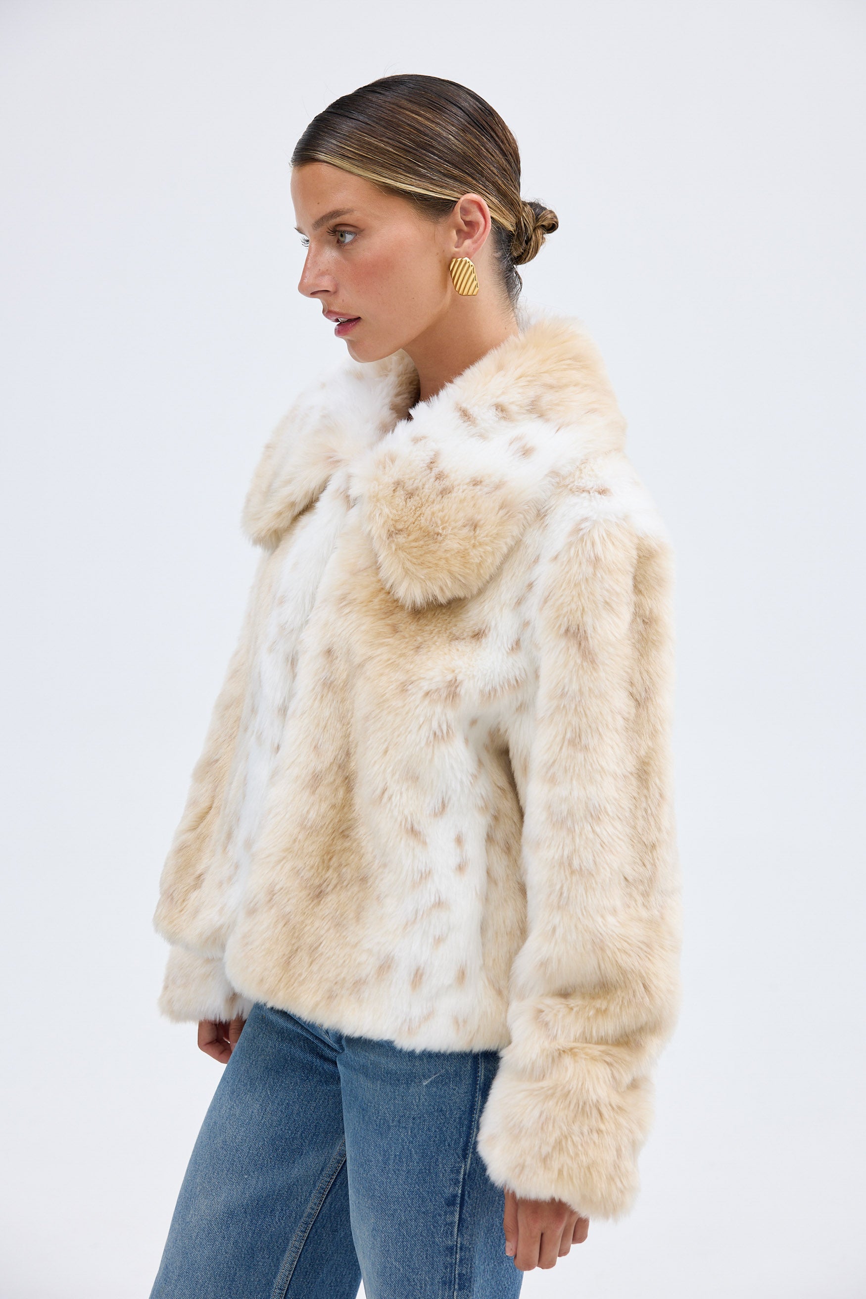 Chelsea Faux Fur Jacket Neutral FAUX FUR ANIMAL PRINT JACKET bubish