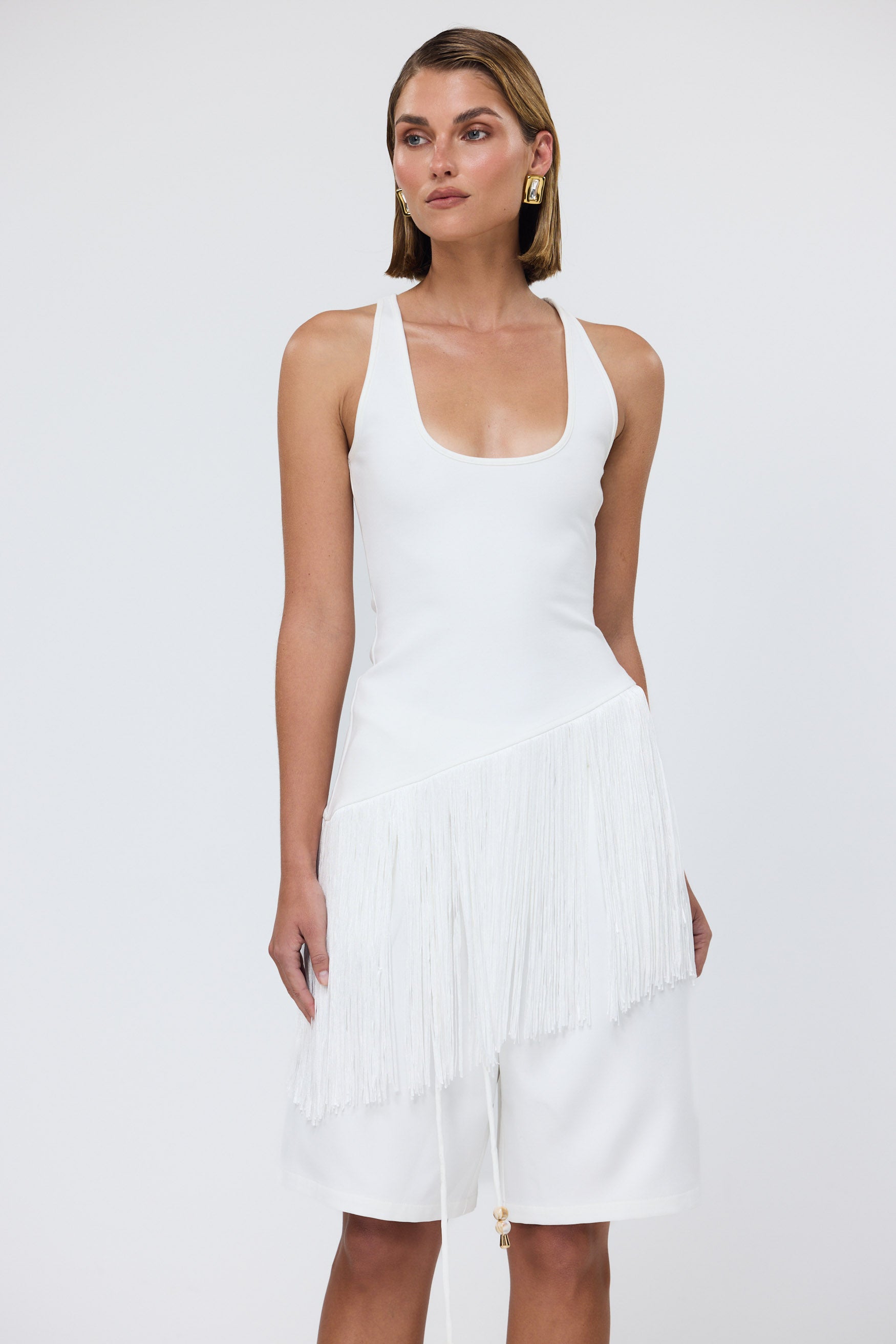 bubish Chiara Racerback Tassel Top White TASSEL TOP