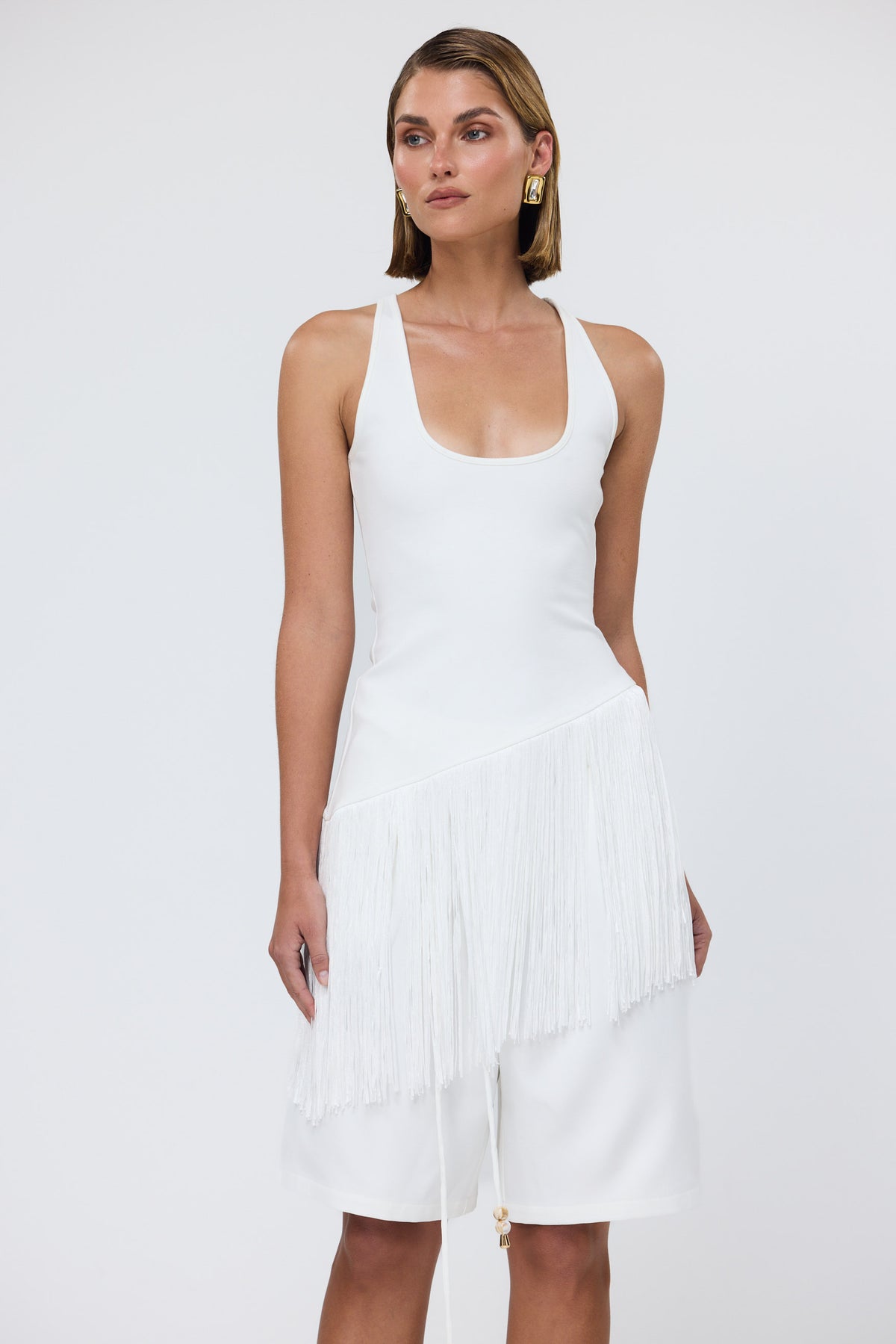 bubish Chiara Racerback Tassel Top White TASSEL TOP