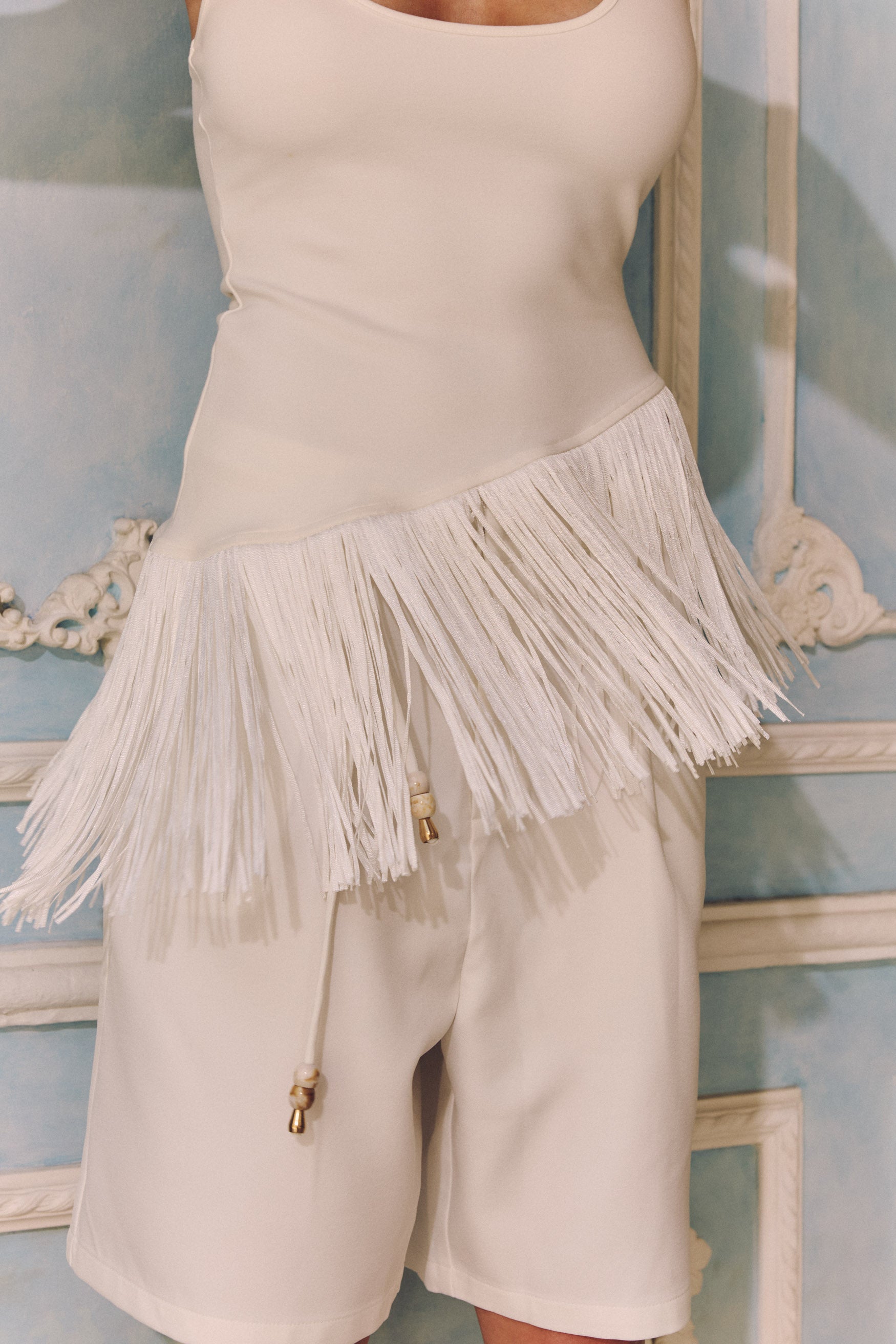 bubish Chiara Racerback Tassel Top White TASSEL TOP
