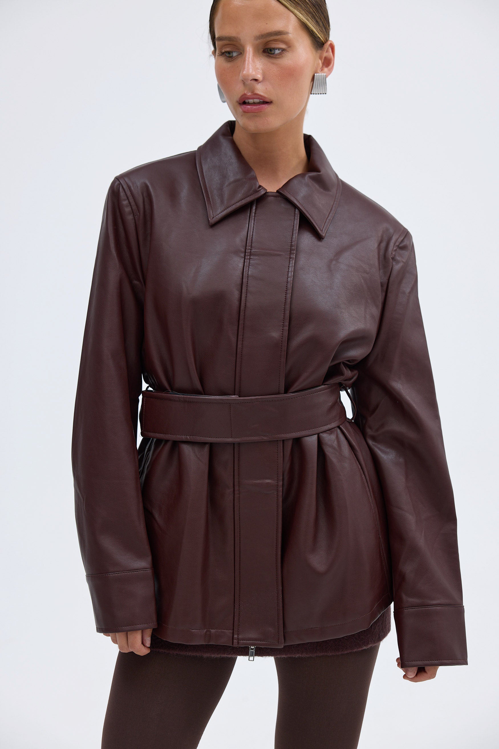 bubish Ellery Faux Leather Jacket Bordeaux FAUX LEATHER JACKET