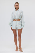 bubish Estelle Cropped Shirt Blue Stripe CROPPED SHIRT