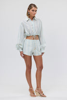 bubish Estelle Cropped Shirt Blue Stripe CROPPED SHIRT