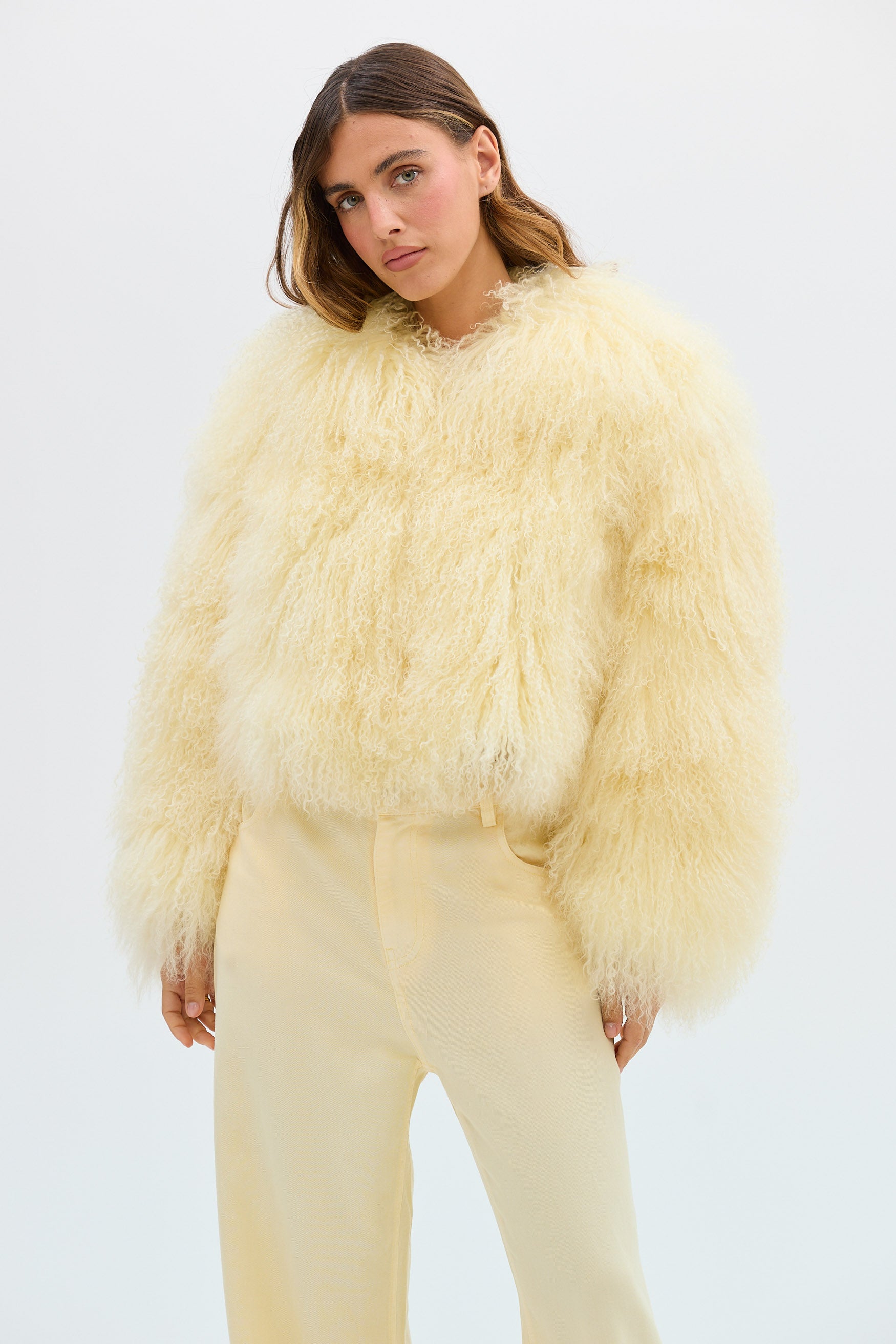 bubish Georgina Jacket Pale Yellow FUR JACKET