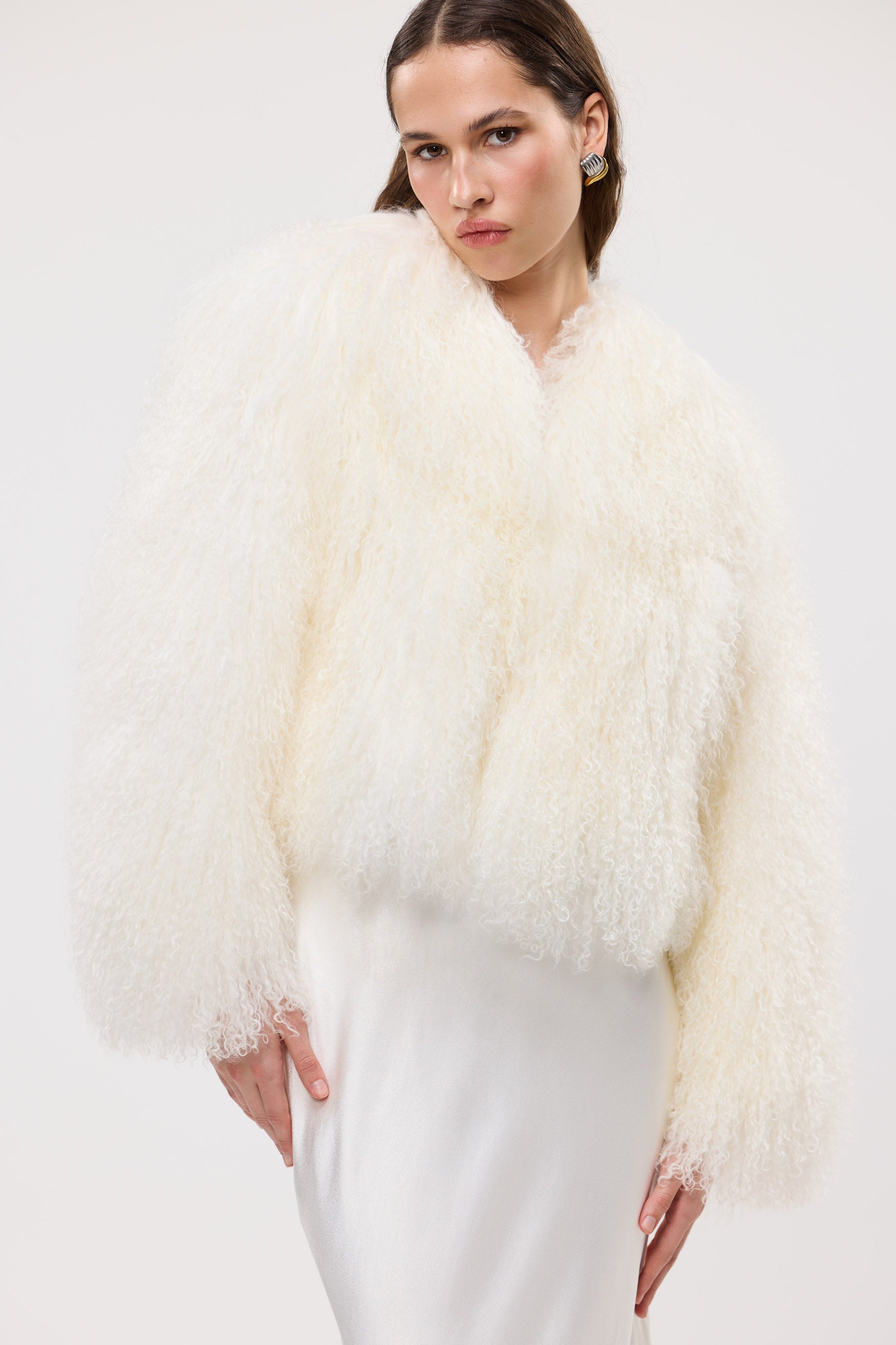bubish Georgina Jacket - White WOOL SHEARLING JACKET