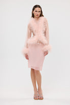 bubish Gigi Sheer Feather Blouse Blush TOPS