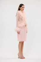 bubish Gigi Sheer Feather Blouse Blush TOPS