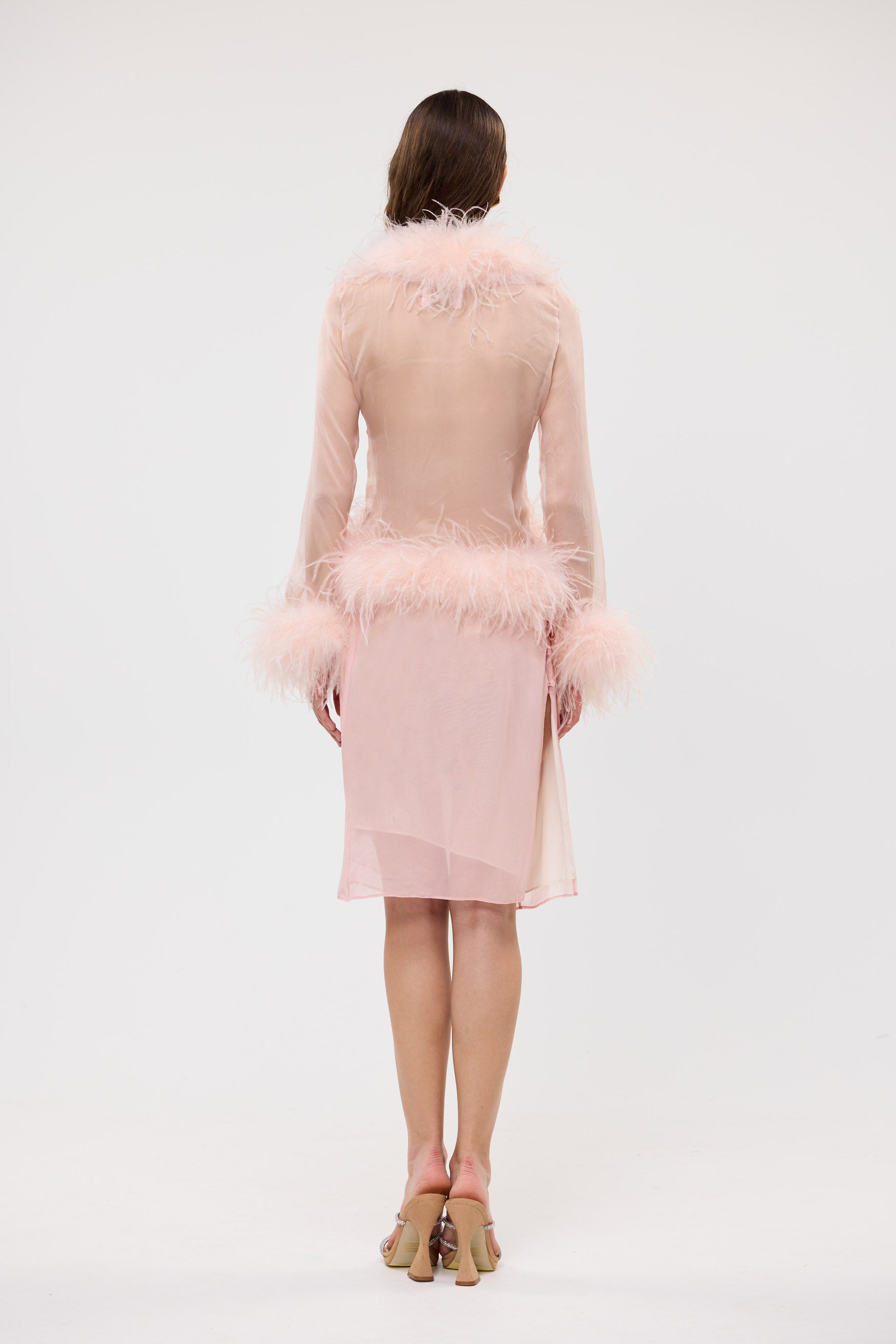 bubish Gigi Sheer Feather Blouse Blush TOPS