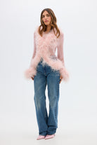 bubish Gigi Sheer Feather Blouse Blush TOPS