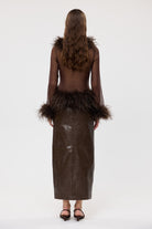 bubish Gigi Sheer Feather Blouse Chocolate FEATHER TOP
