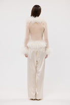 Gigi Sheer Feather Blouse Ivory FEATHER PARTY TOP