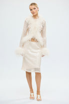 bubish Gigi Sheer Feather Blouse Ivory Sequin SEQUIN FEATHER TOP