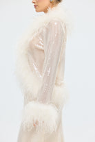 bubish Gigi Sheer Feather Blouse Ivory Sequin SEQUIN FEATHER TOP