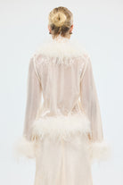 bubish Gigi Sheer Feather Blouse Ivory Sequin SEQUIN FEATHER TOP