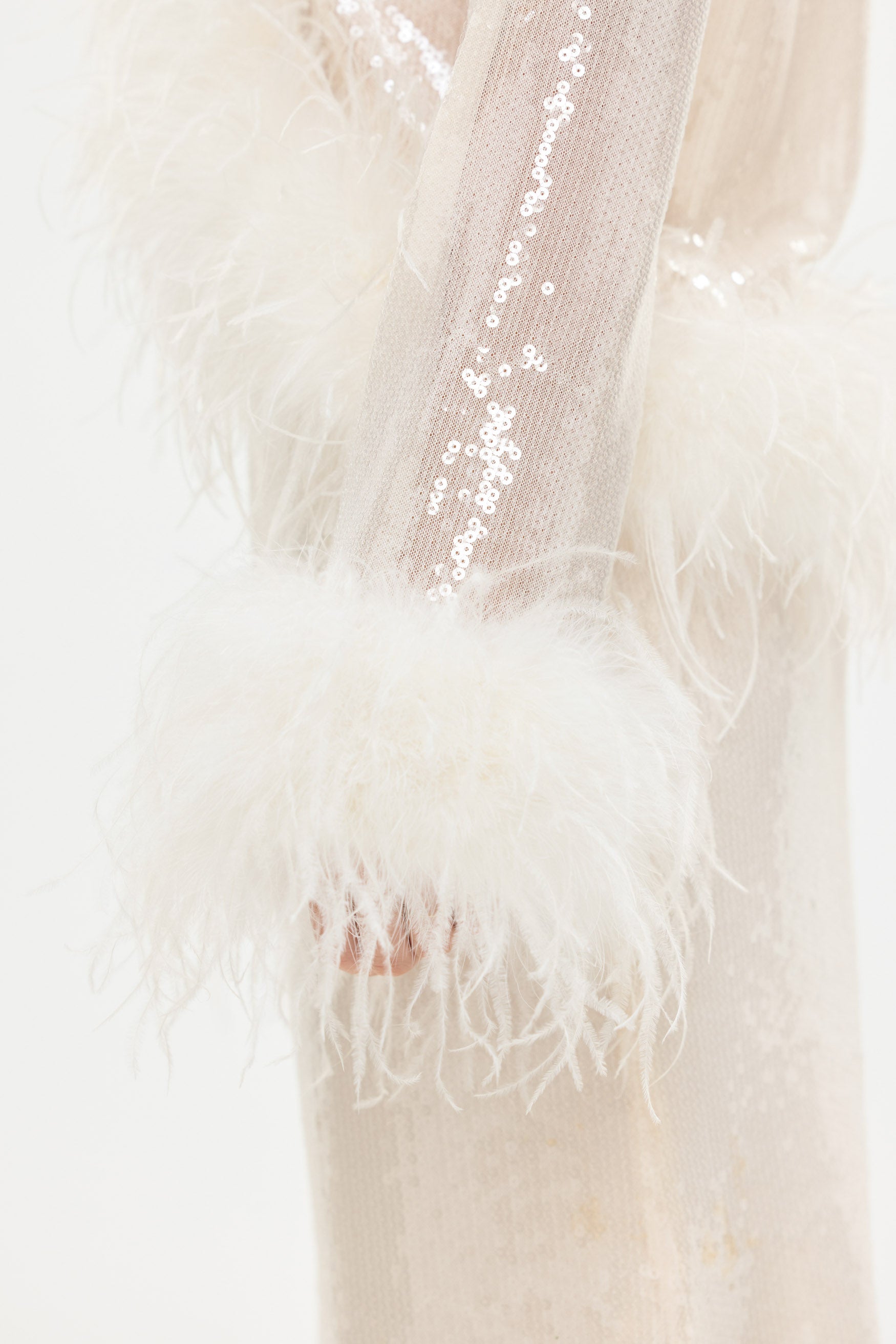 bubish Gigi Sheer Feather Blouse Ivory Sequin SEQUIN FEATHER TOP