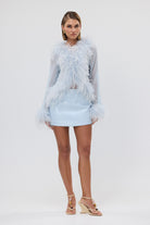Bubish Gigi Sheer Feather Blouse Pale Blue TOP