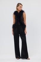 bubish Gigi Sheer Feather Vest Black FEATHER TOP