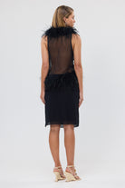 bubish Gigi Sheer Feather Vest Black FEATHER TOP