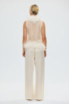 bubish Gigi Sheer Feather Vest Ivory. PARTY TOP