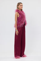 bubish Gigi Sheer Feather Vest Raspberry FEATHER TOP