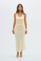 bubish Hazel Sequin Lace Skirt Pale Yellow SKIRTS