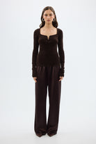 bubish Hazel Velour Long Sleeve Top Chocolate LONG SLEEVE TOP