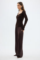bubish Hazel Velour Long Sleeve Top Chocolate LONG SLEEVE TOP