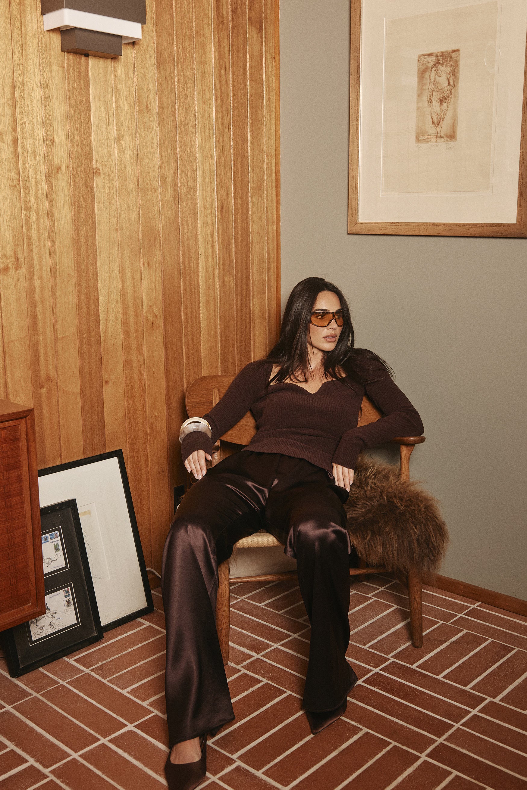 bubish Hazel Velour Long Sleeve Top Chocolate LONG SLEEVE TOP