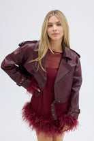 bubish Kara Faux Leather Crop Jacket Cherry JACKETS