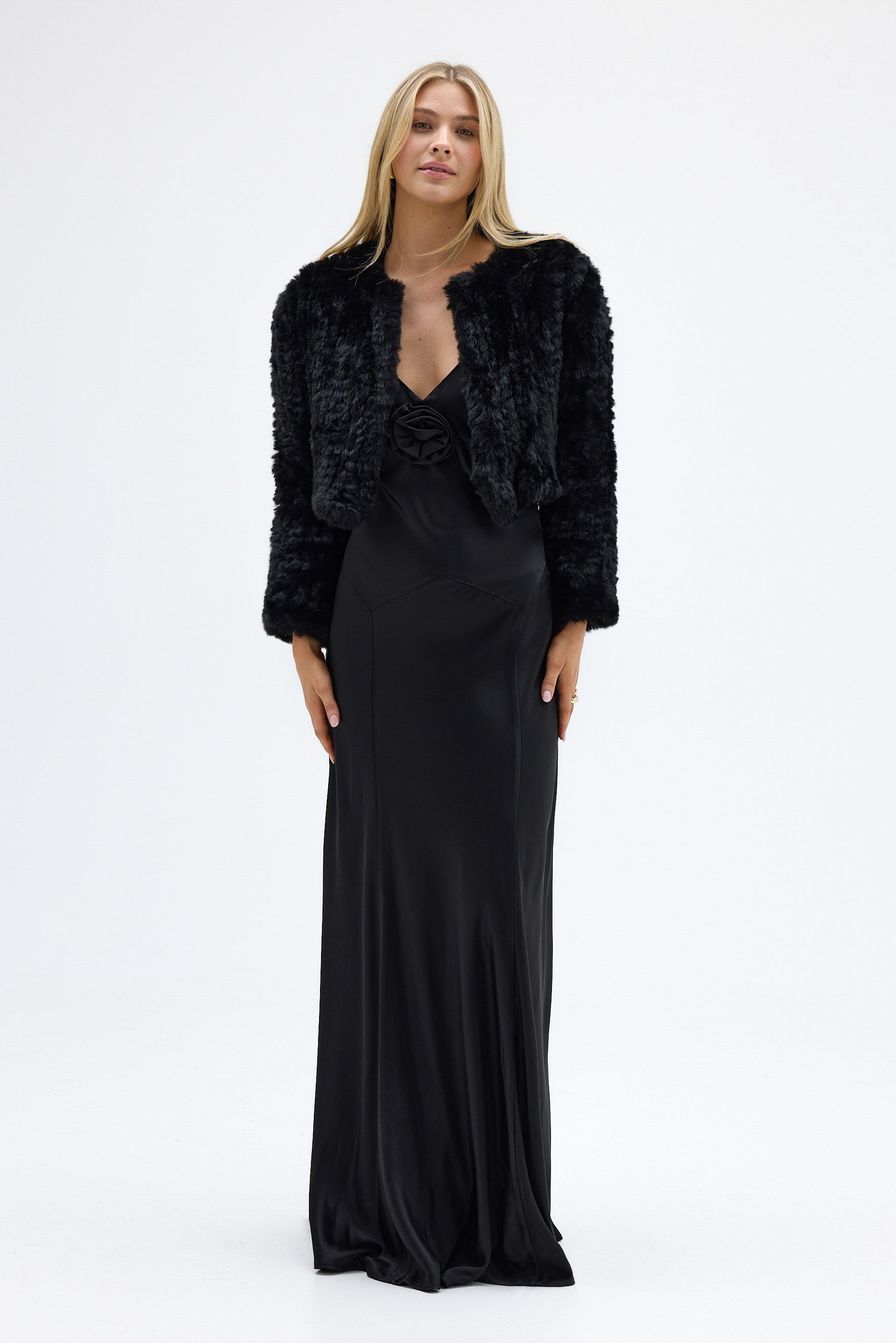 bubish Lola Crop Faux Fur Jacket Black JACKET