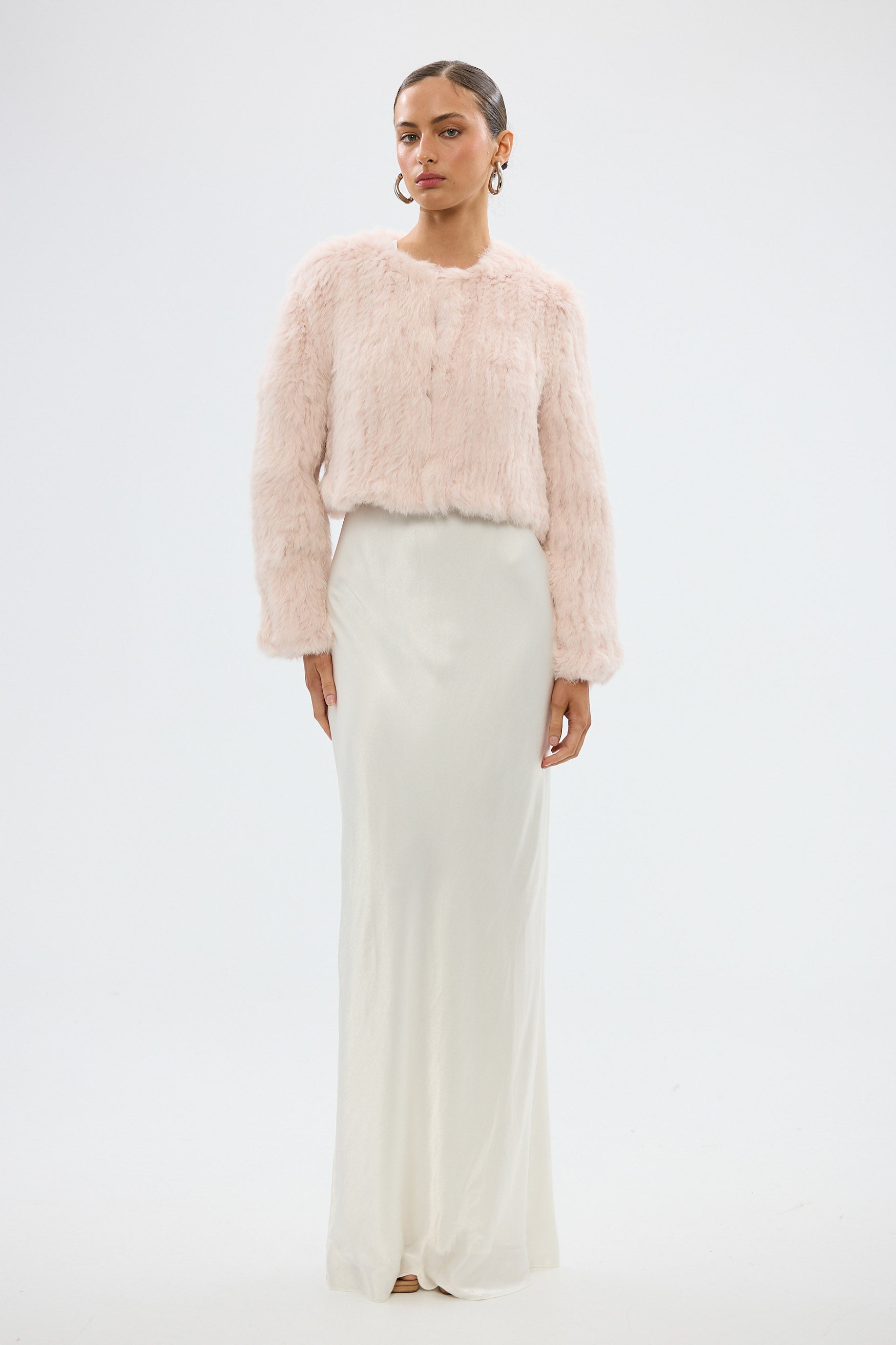 bubish Lola Crop Jacket - Baby Pink FUR JACKETS