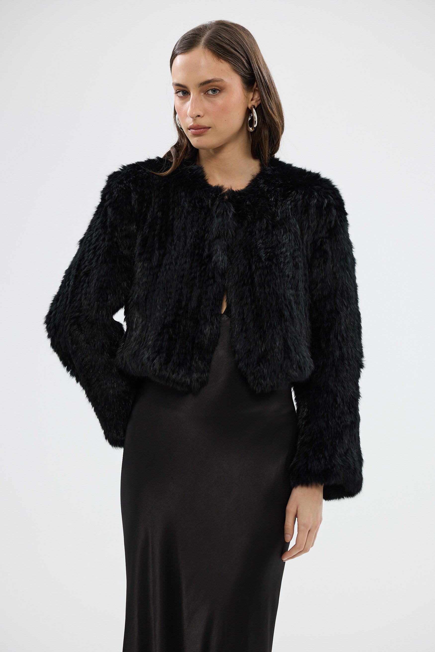 bubish Lola Crop Jacket Black FUR JACKET