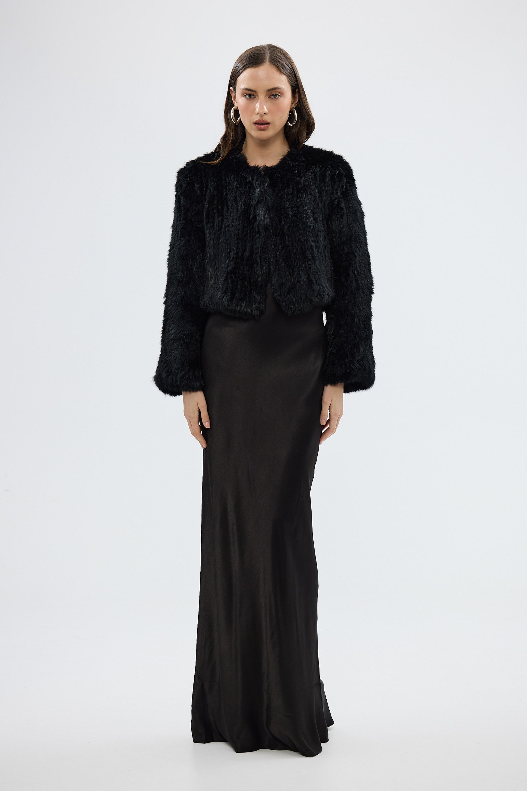 bubish Lola Crop Jacket Black FUR JACKET