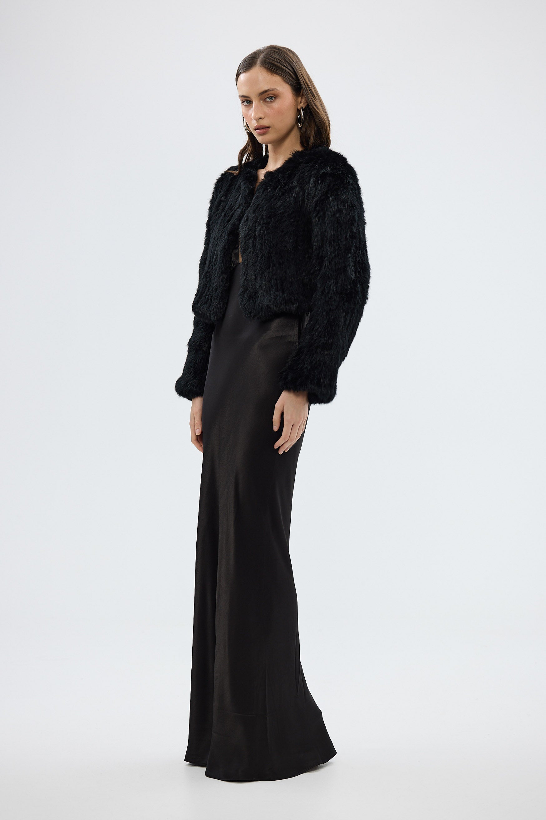 bubish Lola Crop Jacket Black FUR JACKET