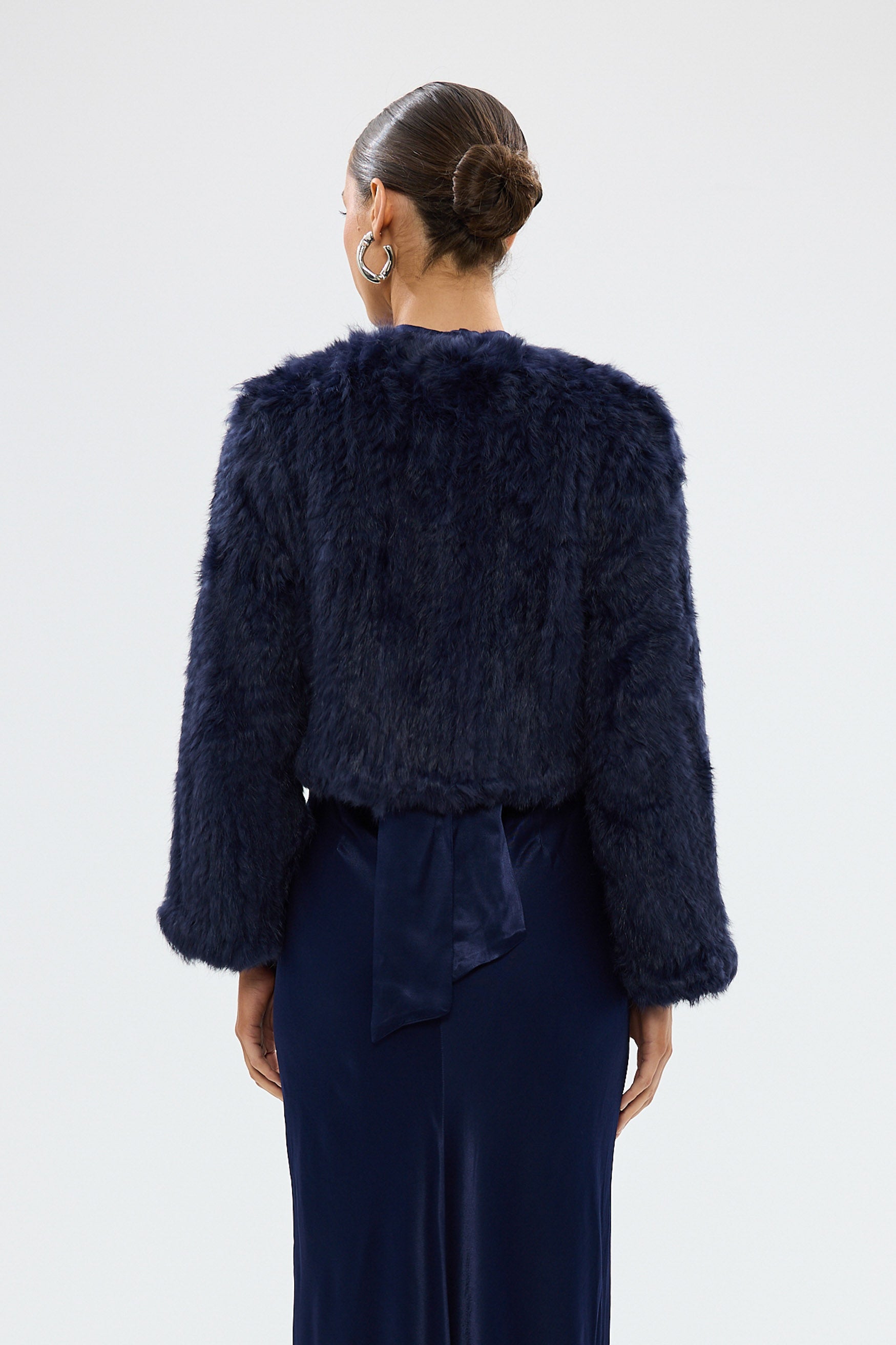 bubish Lola Crop Jacket - Navy FUR JACKETS