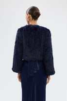 bubish Lola Crop Jacket - Navy FUR JACKETS