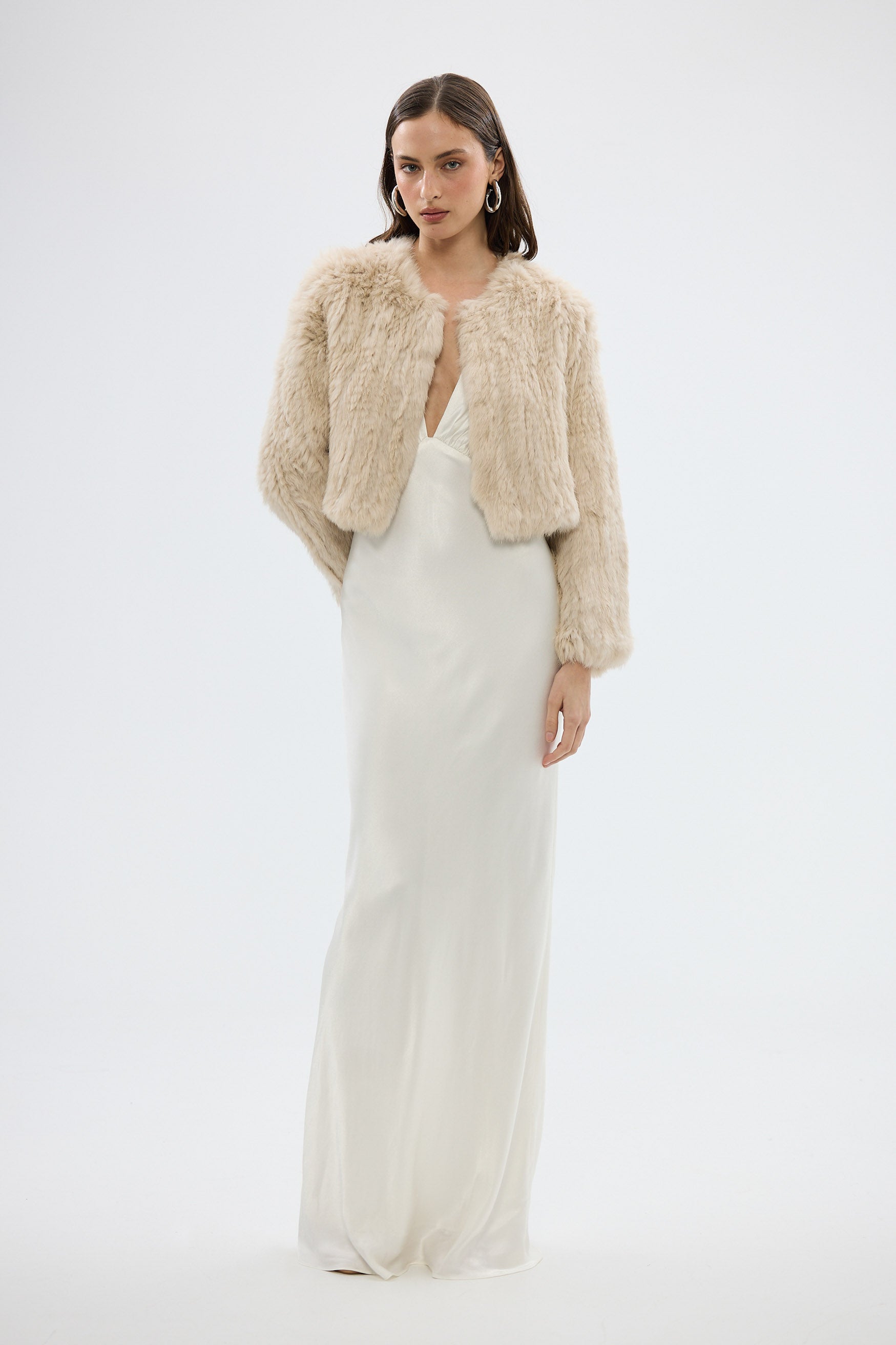 bubish Lola Crop Jacket Oatmeal FUR JACKET