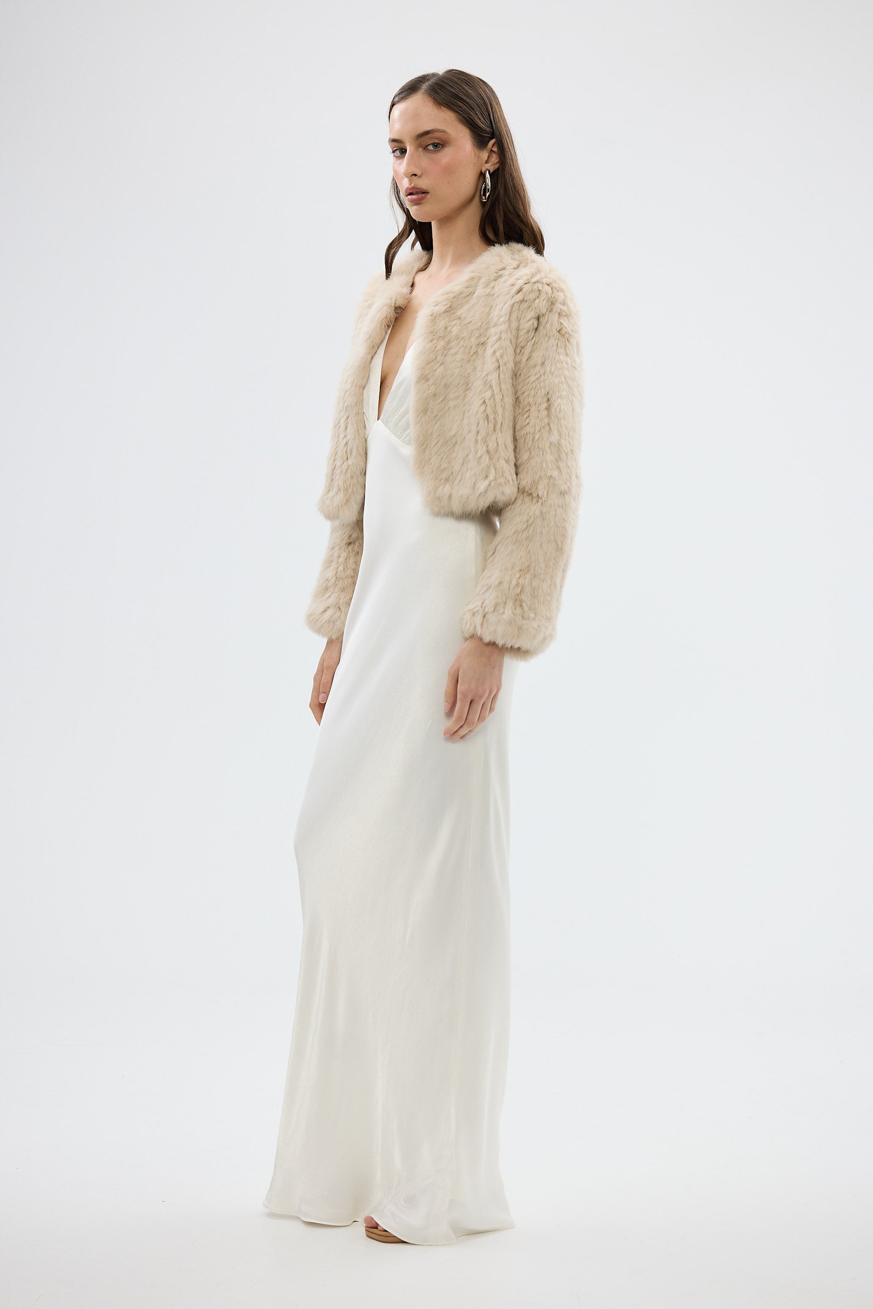 bubish Lola Crop Jacket Oatmeal FUR JACKET