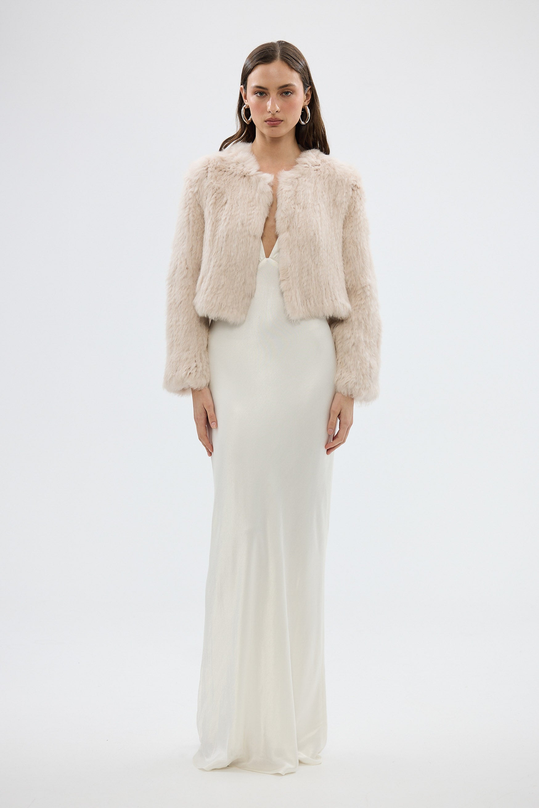 bubish Lola Crop Jacket Stone FUR JACKET