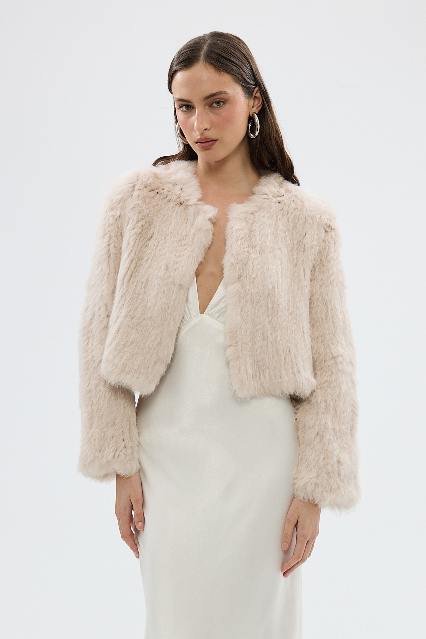 bubish Lola Crop Jacket Stone FUR JACKET