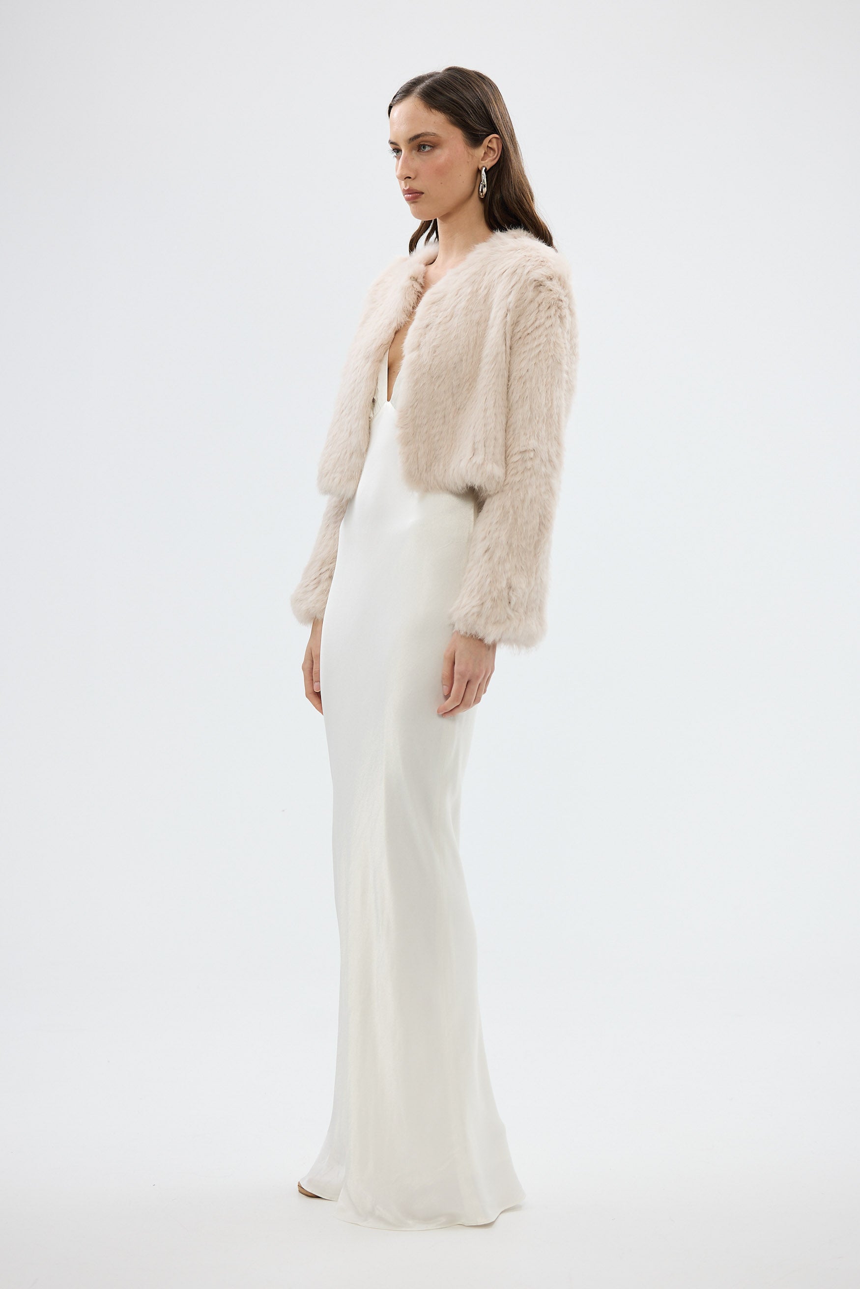bubish Lola Crop Jacket Stone FUR JACKET