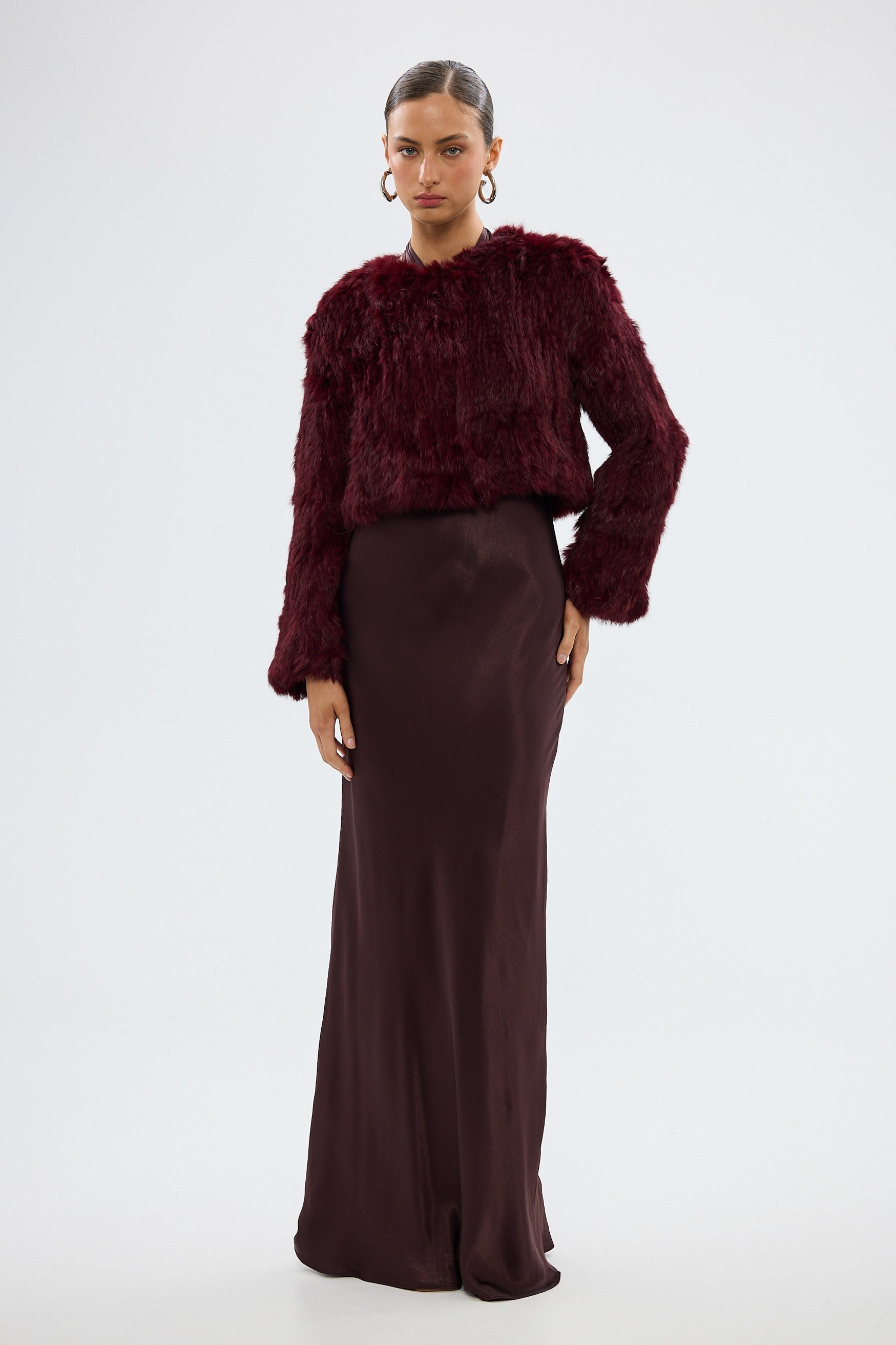 bubish Lola Crop Jacket Wine FUR JACKET