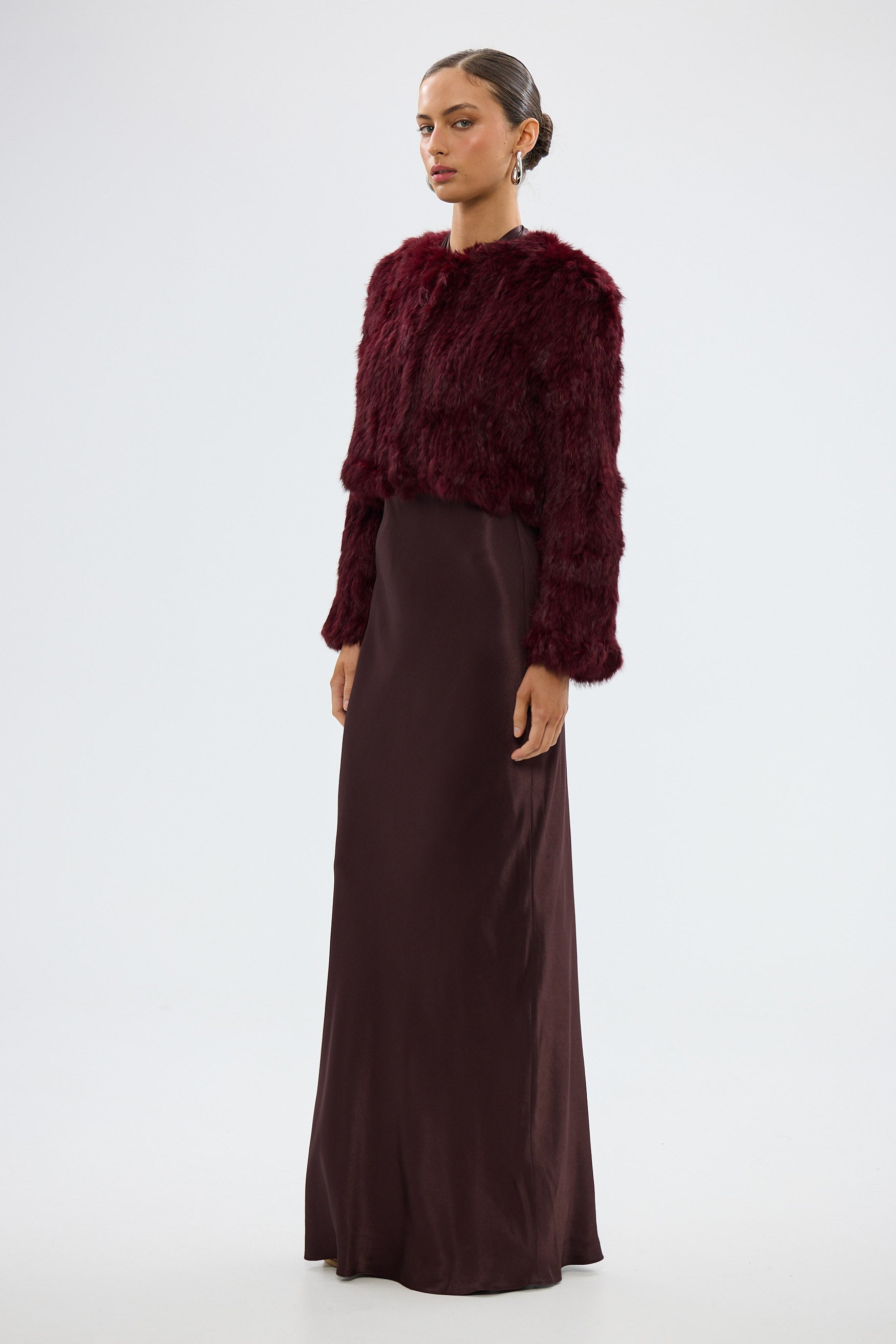 bubish Lola Crop Jacket Wine FUR JACKET
