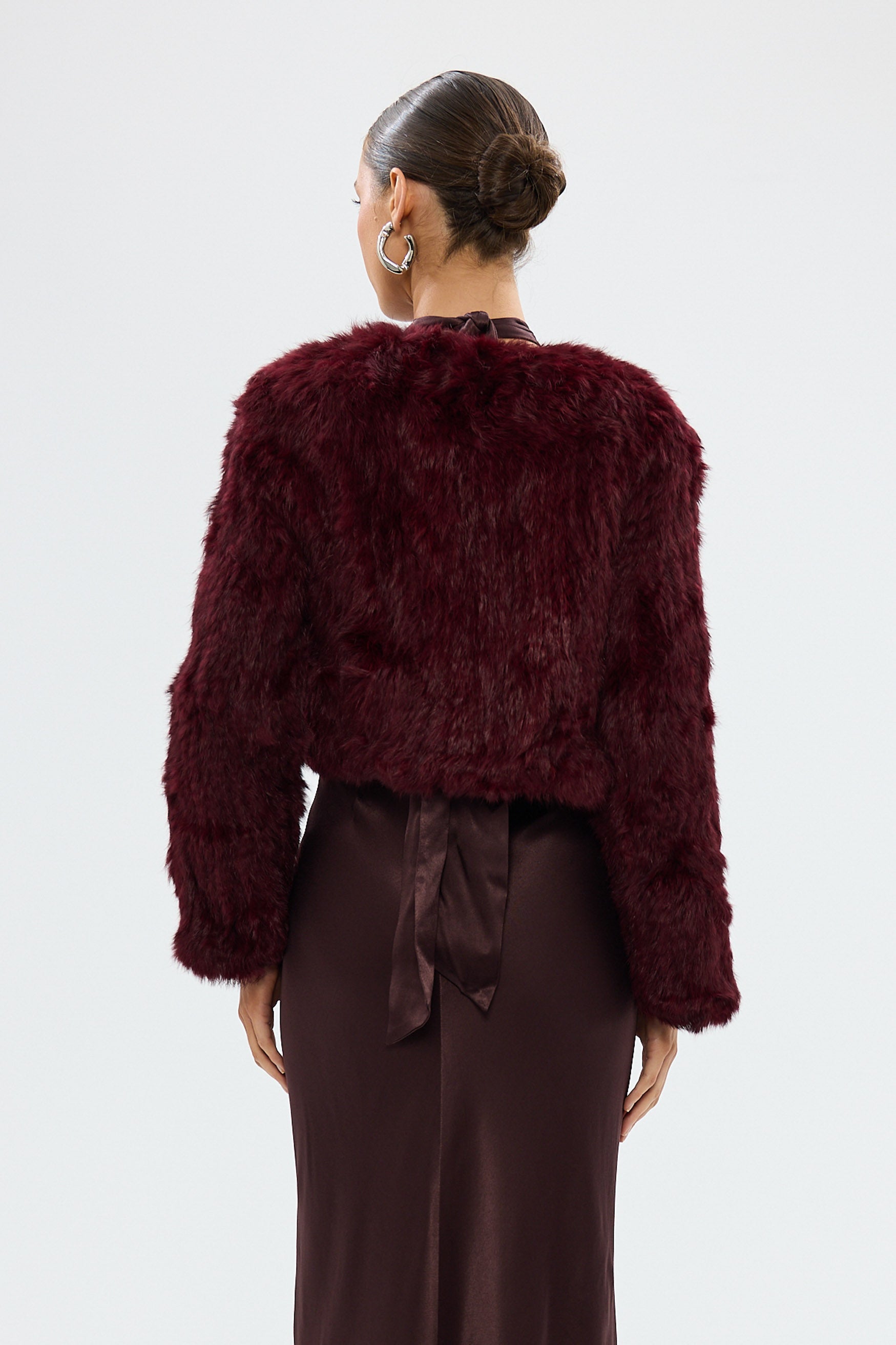 bubish Lola Crop Jacket Wine FUR JACKET
