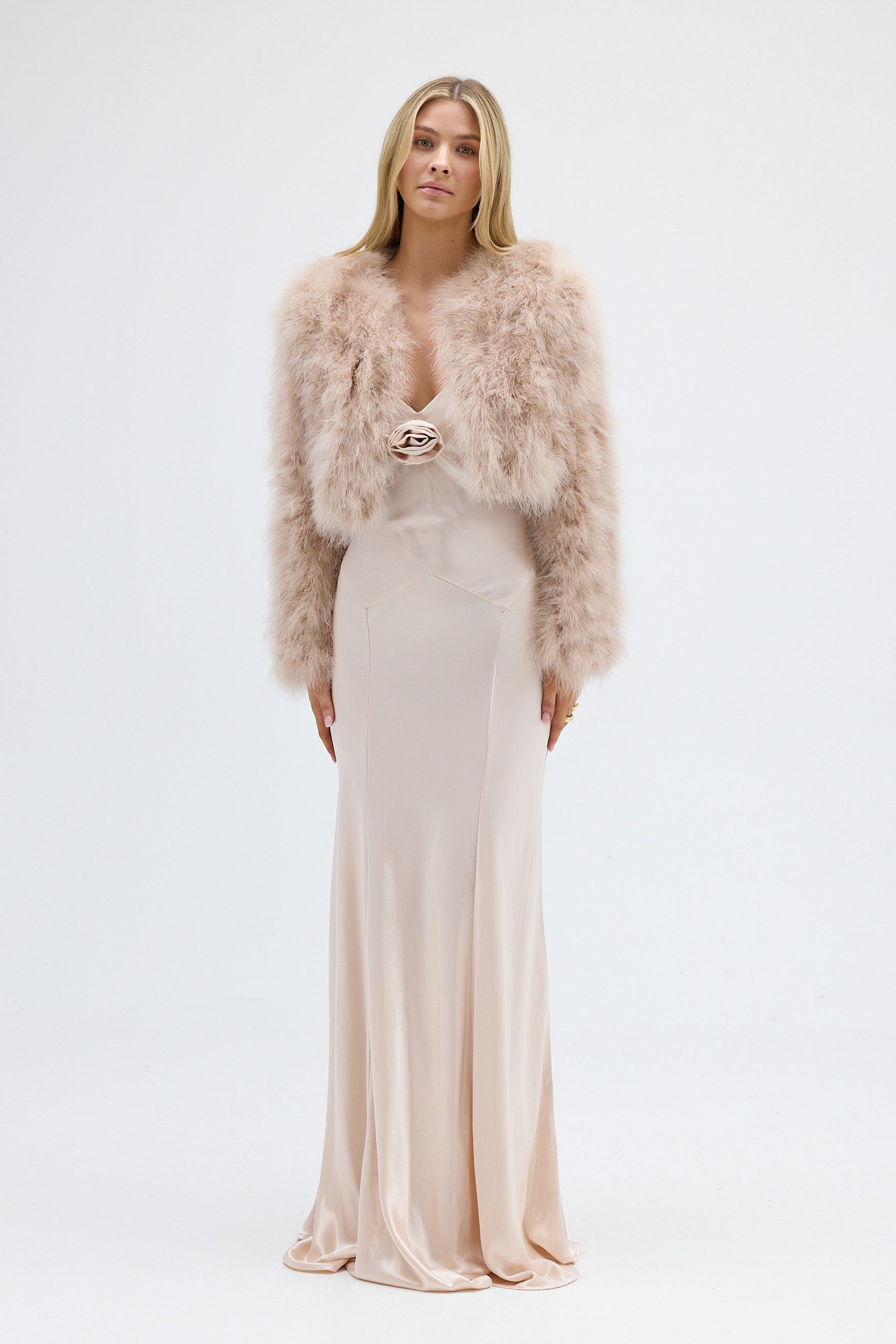 Manhattan Crop Jacket - Light Grey | FEATHER JACKETS